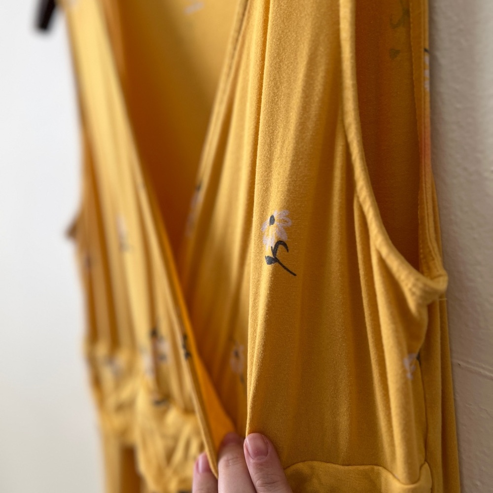 Yarrow Yellow Wrap Look Posy Floral Maternity Sleeveless Stretchy Midi Dress M - Picture 7 of 7